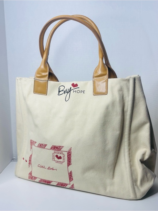 no brand Handbags - Cream Canvas Tote with Tan Handles
